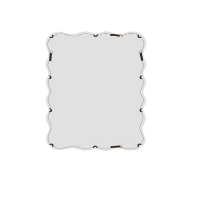 SEVOBAL Wall Mirror Wave Wood Frame Rectangle Mirrors for Wall HD Reflection Large Mirror Big Mirror Bedroom Bathroom, White, 39.76"*27.95"*1.18"
