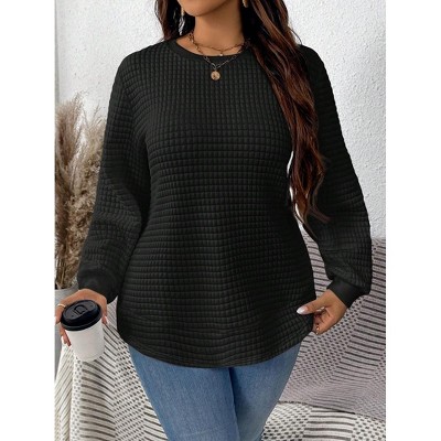 Women's Plus Size Basic Crewneck Sweatshirt Soft & Comfortable Casual Pullover Cozy Warm Winter Fashion Top