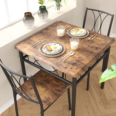 Dining Table Set, Space Saving Kitchen Table and Upholstered Chairs with Metal Legs, Compact Table for Apartment or Small Kitchen