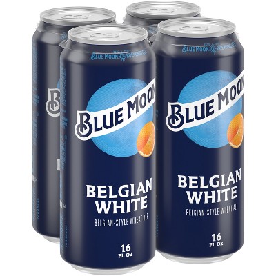 Blue Moon Belgian White Wheat Ale Beer - 4pk/16 fl oz Cans