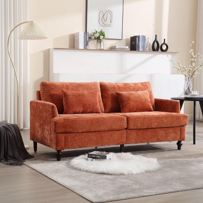 NicBex 68.9 Inch Loveseat,Modern Chenille Fabric Loveseat Sofa with Brown Soild Wood Feets,2-Seater Upholstered Couch for Living Room,Bedroom