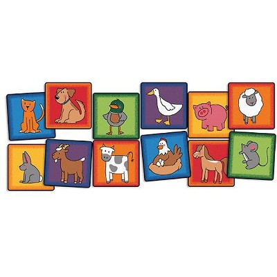 Carpets for Kids PLUS Farm Animal Seating Learning Rug Squares Kit Set of 12, 16"