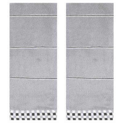 REGALWOVEN Striped Checked Print Absorbent Soft Decorative Bathroom Hand Towel 14 x 30 Inch