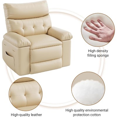 360° Rocker Recliner Chair with Side Pocket, Electric Recliner Chair PU Leather ,Plush Lounge Chair for Living Room, Bedroom