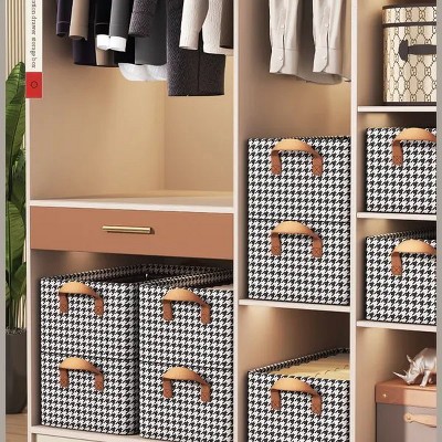 3 Pack Storage Bins w/Lids, Wardrobe Storage Organiser, Stackable Storage Bin, Foldable Storage Baskets w/Handle, Closet Organizers & Storage Boxs