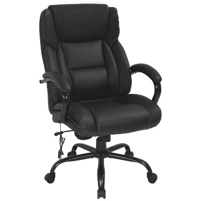 FDW 500lb Weight Capacity Massage Office Chair with Lumbar Support Adjustable Armrests Swivel Function PU Leather