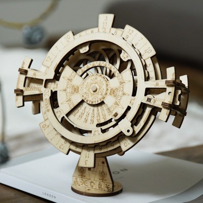 ROBOTIME 3D Wooden Puzzle Perpetual Calendar, DIY Lover Engineering Toys, Unique Holiday Gifts for Adults, Children, Beige, 6.9"*3.5"*5.5"