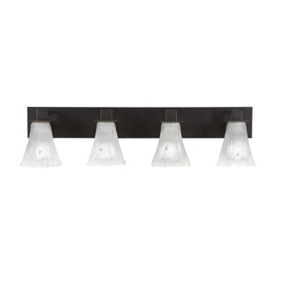 Toltec Lighting Apollo 4 - Light Vanity in  Dark Granite with 5.5" Fluted Frosted Crystal Shade