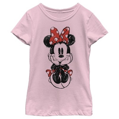 Girl's Mickey & Friends Sitting Minnie Sketch T-Shirt