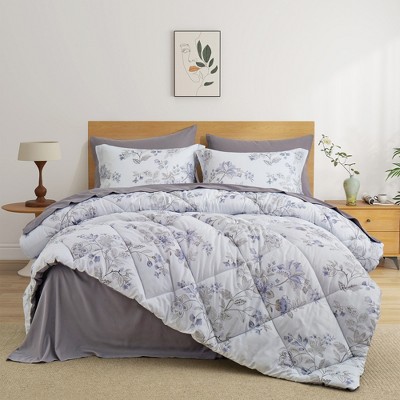 Peace Nest 7pc Floral Printed Reversible Comforter & Sheets Set