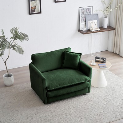 Chenille Single Seat Sofa with Toss Pillow, Deep Cushioned Reading Armchair with Modular Design for Living Room & Bedroom-Cuddlewood