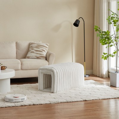 Kumasinova 33" Comfy Corduroy Ottoman Bench,Versatile Cat's Nest to Hide for Living Room,Modern Bnech for Footrest,Pets Friendy Design