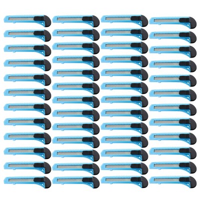 MotoProducts 50 Bulk 6" Box Cutters Sky Blue with Snap-Off Blades and Safety Locks