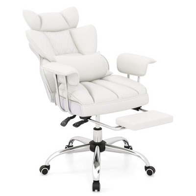 Costway Office Desk Chair Big and Tall Executive Office Chair with Footrest Lumbar Support Black/Grey/White