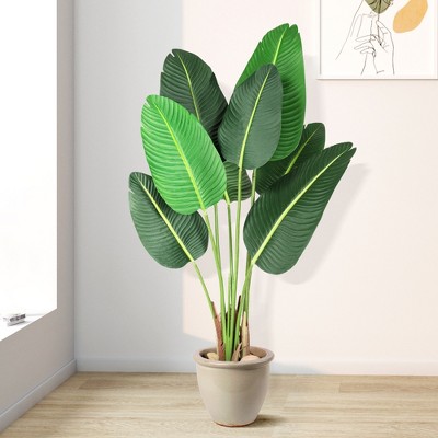 Artificial Bird of Paradise Plant Fake Palm Tree for Indoor Outdoor Modern Decor Faux Plants for Home Office