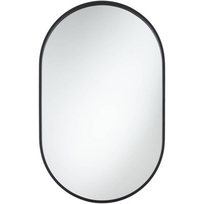 Uttermost Rapido Oval Vanity Decorative Wall Mirror Modern Matte Black Iron Frame 24" Wide for Bathroom Bedroom Living Room Home Office House Entryway