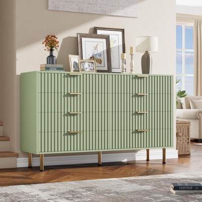 3/5/6/8 Fluted Drawer Dresser for Bedroom, Modern Chest with Deep Drawers and Wide Top, Wooden Dresser Organizer for Living Room