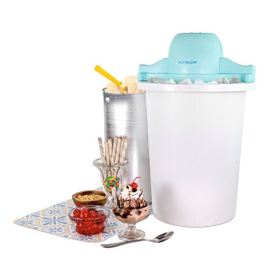 Nostalgia 6-Quart Parlor Electric Ice Cream Maker - Blue & White