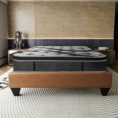PAGED Luxurious Euro Top Mattress 14 Inch Memory Foam Mattress with Black knitted Fabric Cover for Bedroom