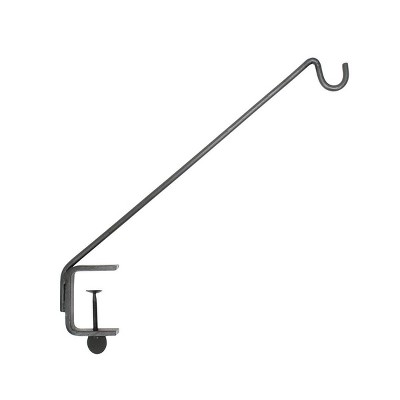 24" Tall Iron 45 Degrees Angled Rail Mount Pole Black Powder Coat Finish - Achla Designs: Deck Railing Shepherd Hook