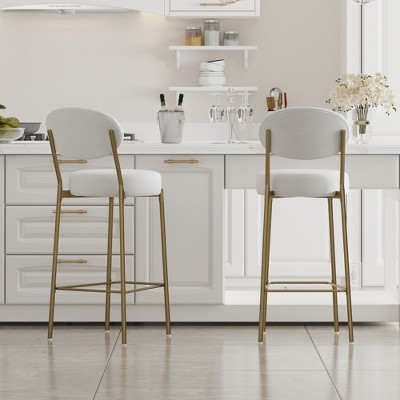 KTMBDW Bar Stools Set of 2, Counter Height Bar Stools, Faux Leather Counter Stools with Metal Legs for Kitchen Island Dining Room Bar