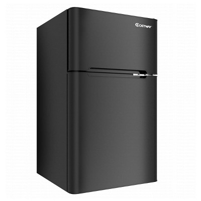 Costway Refrigerator Small Freezer Cooler Fridge Compact 3.2 cu ft. Unit Grey/Black/White