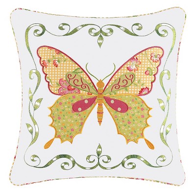 C&F Home Pink Butterfly Applique Throw Pillow, 18" x 18"