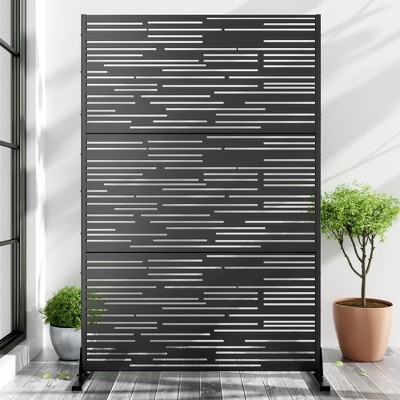 PexFix 72 in. x 47 in. Outdoor Metal Privacy Screen Garden Fence in Shine Pattern in Black