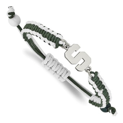 Black Bow Jewelry Stainless Steel Michigan State Spartans NCAA charm Bracelet 9 Inch