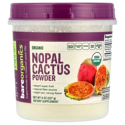 BareOrganics Nopal Cactus Powder | USDA Organic, Vegan, Non-GMO, Gluten-Free | Super Fruit, 8oz