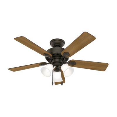 Hunter 44" Swanson Lighted Ceiling Fan New Bronze Finish with 5 Blades in American Walnut/Greyed Walnut