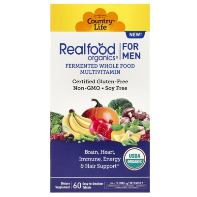 Country Life Realfood Organics, Multivitamin For Men, 60 Easy-to-Swallow Tablets