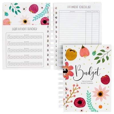 Paper Junkie Floral Monthly Budget Planner, Bill Organizer with 24 Pockets, Debt Payoff Tracker, Payment Checklist, 5 x 7 in