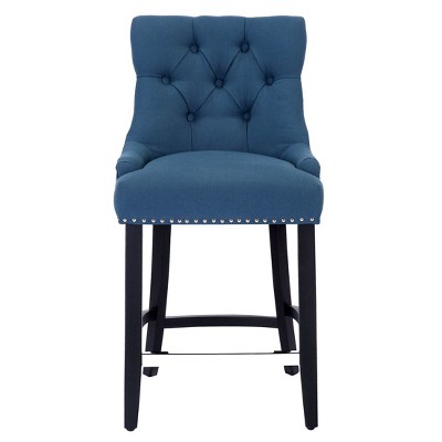 WestinTrends 24" Linen Fabric Tufted Buttons Upholstered Wingback Counter Stool, Tea