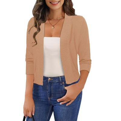 Clearlove Women's 3/4 Sleeve Cropped Cardigan Sweaters Open Front Bolero Short Shrugs
