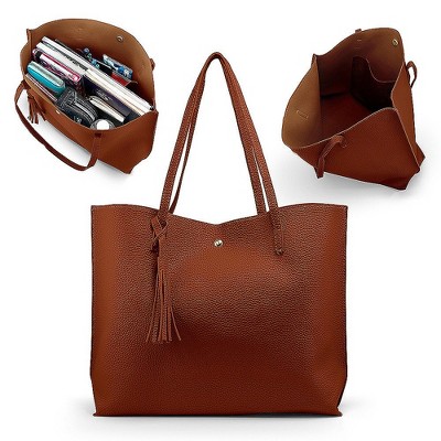 Gearonic Women Large Tote Bag Tassels Faux Leather Shoulder Handbags