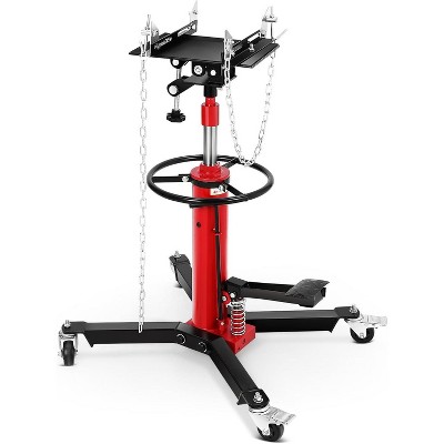 Acekool 1322 lbs Transmission Jack, 2-Stage Hydraulic Telescopic Jack 34"-68" Adjustable Height, Foot Pedal, 360° Swivel Wheels, Garage Car Red