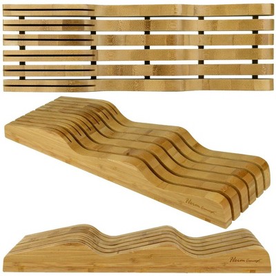 Heim Concept In-Drawer Premium Bamboo Wood Knife Storage Block , Up To 16 Knives