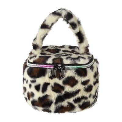 Unique Bargains Portable Leopard Print Makeup Bag Beige 1 Pc