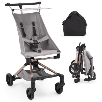 Mini Umbrella Stroller with Adjustable Canopy, Lightweight Travel Stroller for Airplane with 360° Swivel Wheels, 3-Point Safety Harness & Carry Bag