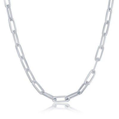 Links of Italy Sterling Silver 5.5MM Paperclip Chain - Rhodium Plated - Available Sizes: 16  , 18  , 20  , 22  , 24  Inches