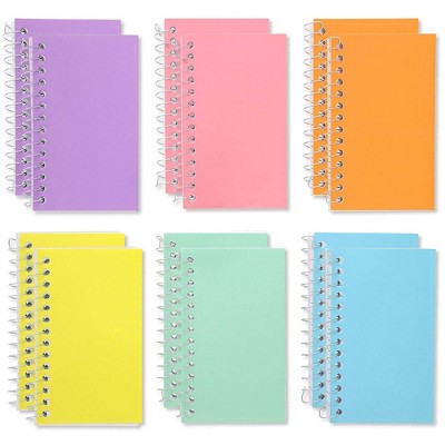 Paper Junkie 12-Pack Spiral-Bound Notebook 3x5, 40 Sheets Per Notepad, College Ruled Lined Paper for Office Notes, 6 Pastel Colors