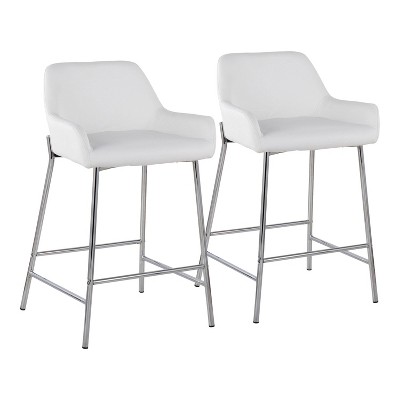 Set of 2 Daniella Metal/Faux Leather Counter Height Barstools - LumiSource