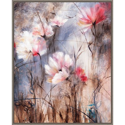 Amanti Art 23" x 28" Floral Stems in The Wind by Rikki Drotar Framed Canvas Wall Art Print : Botanical Canvas Art Print