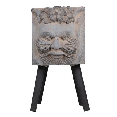 NAYSAYE Greek God Statue Planter with Legs for Indoor and Outdoor Gardens, Gray, 11.4"13"22.4"