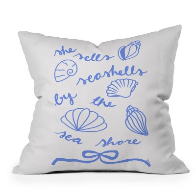 Deny Designs Athenesatelier She Sells Sea Shells Coastal Square Indoor Throw Pillow