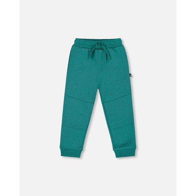 Deux par Deux Boy Fleece Sweatpants with Articulated Knees Forest Green