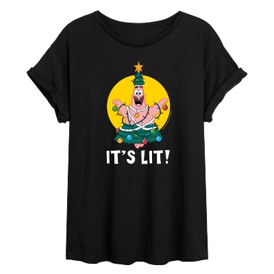 Women's - SpongeBob SquarePants - Patrick Its Lit Oversized Graphic T-Shirt