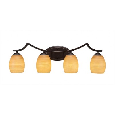 Toltec Lighting Zilo 4 - Light Vanity in  Dark Granite with 5" Cayenne Linen Shade