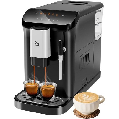 Fully Automatic Espresso Machine with Milk Frother, Built-In & Adjustable Espresso Bean Grinder, Touch Screen Coffee Machine with 1.5L Water Tank